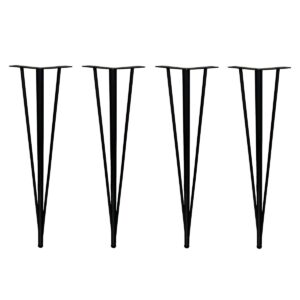 4 Adet Firkete Masa Ayağı 71 cm Mat Siyah Mobilya Ayak Pabuçlu