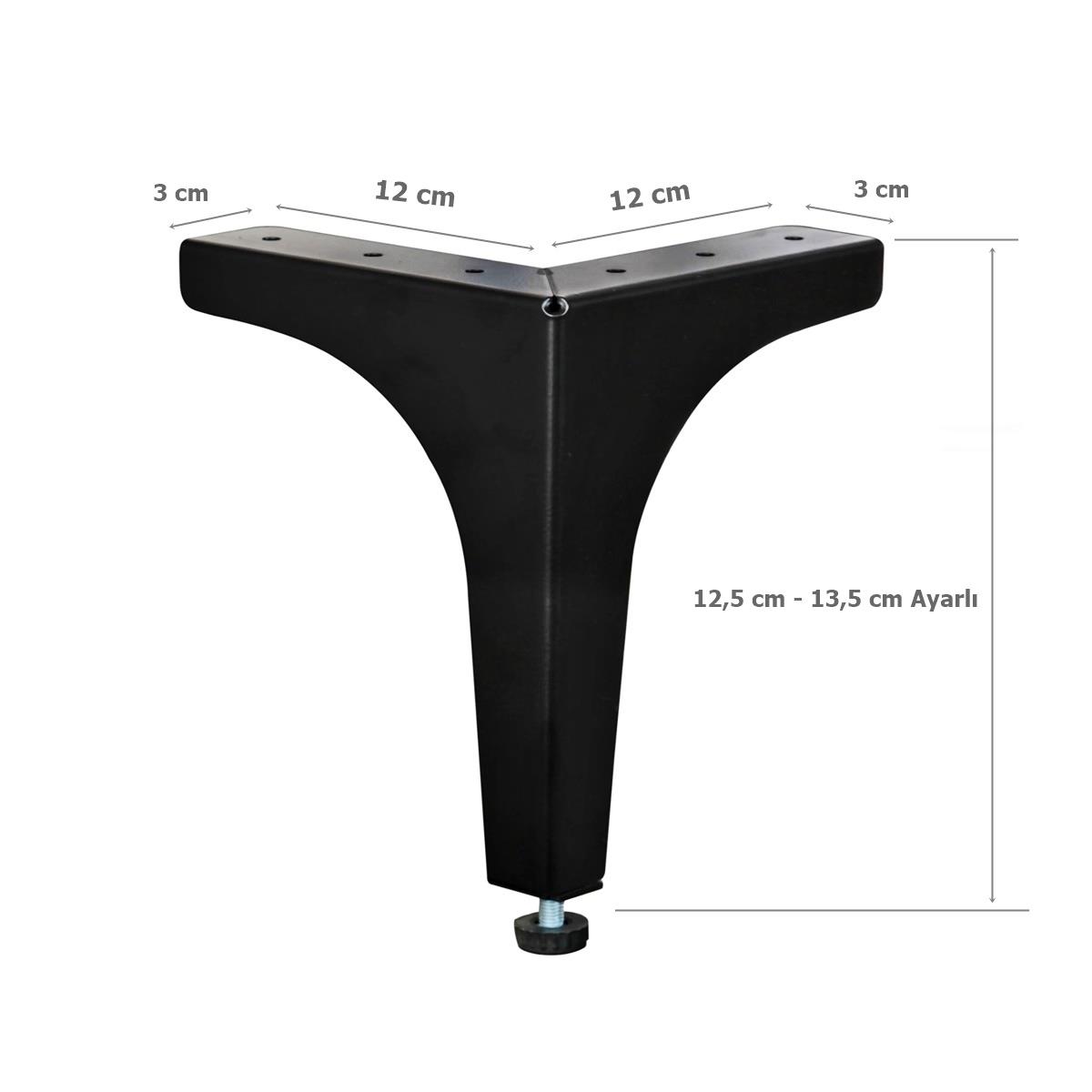 Klas Ayak Metal 12,5 cm Mat Siyah Mobilya Koltuk Ayağı - Görsel 2