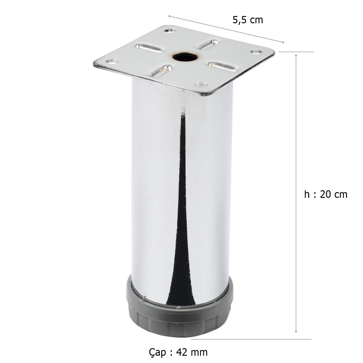 Mobilya Ayağı Metal 20 cm Alttan Ayarlı 42 mm Krom Ayak - Görsel 2