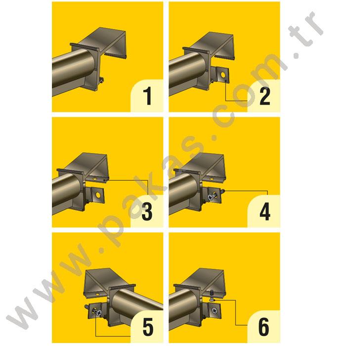 Pakas 80 x 30 mm Kare Küpeşte Gümüş Balkon Çamaşır Kurutma Askısı - Görsel 4