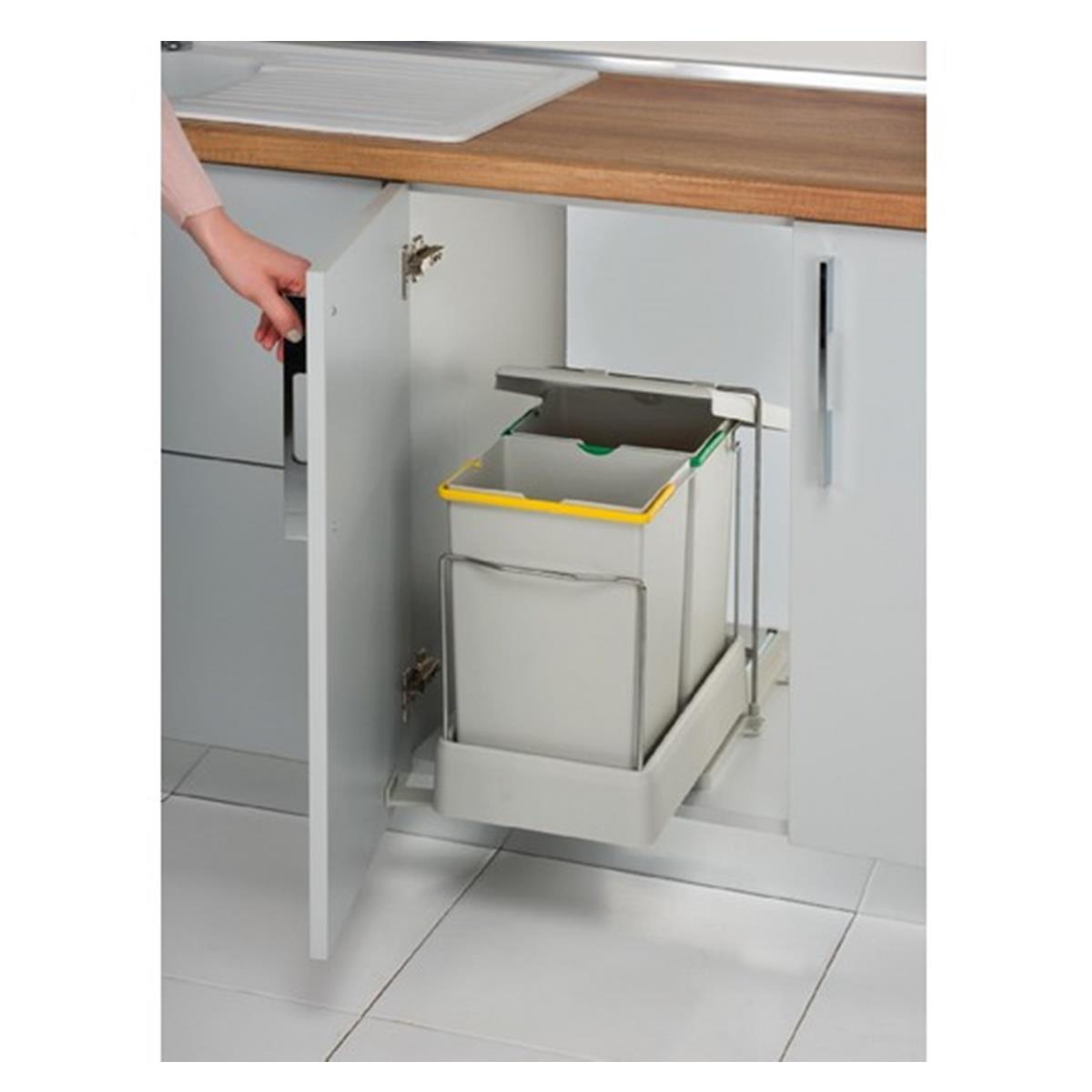 Pelikan 21550 Raylı Dolap İçi Çöp Kovası 14 + 14 lt ( Çift Kovalı ) - Görsel 2