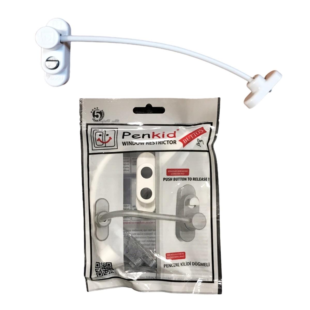 Penkid Düğmeli Çelik Halatlı Pvc Pencere Emniyet Kilidi Beyaz - Görsel 4