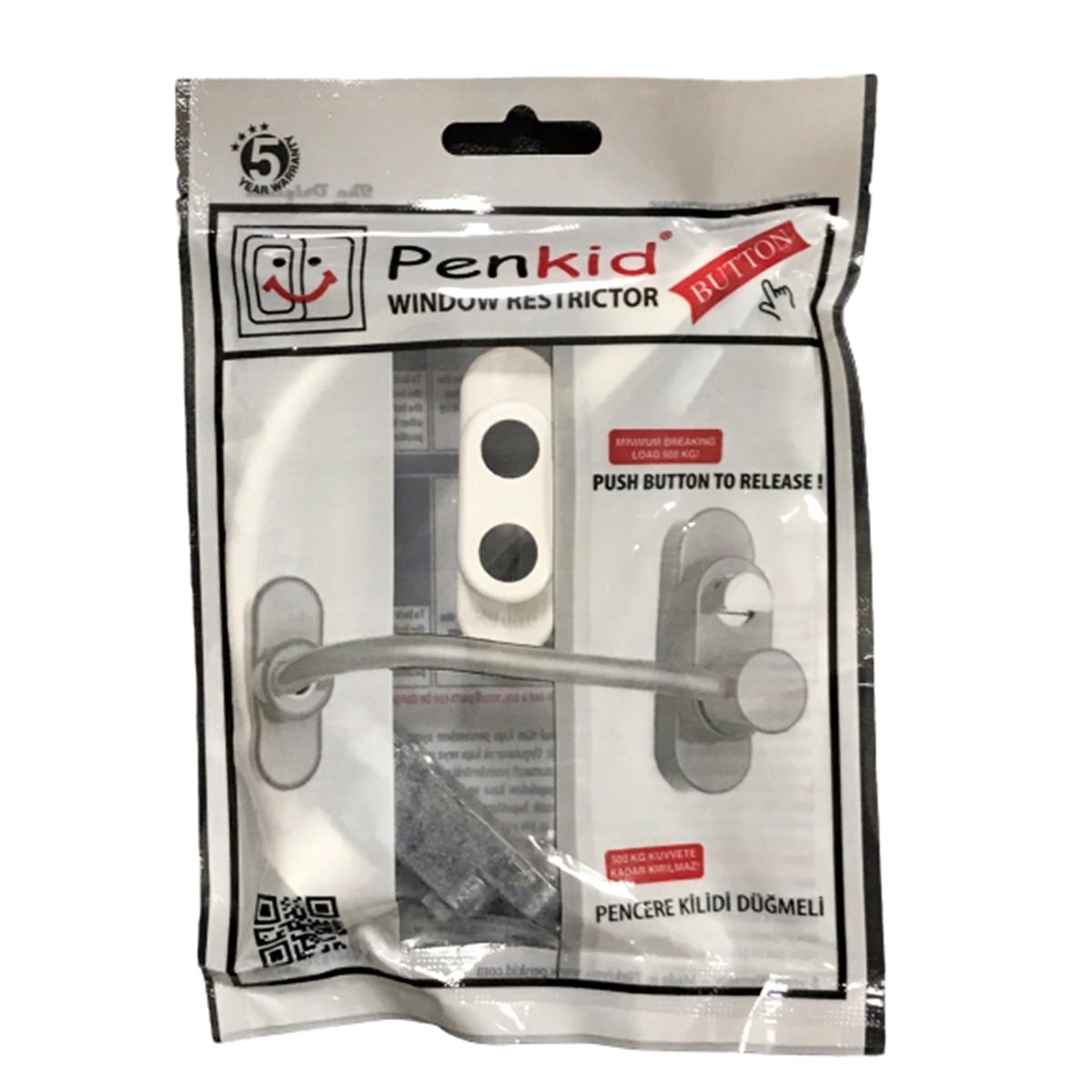 Penkid Düğmeli Çelik Halatlı Pvc Pencere Emniyet Kilidi Beyaz - Görsel 3