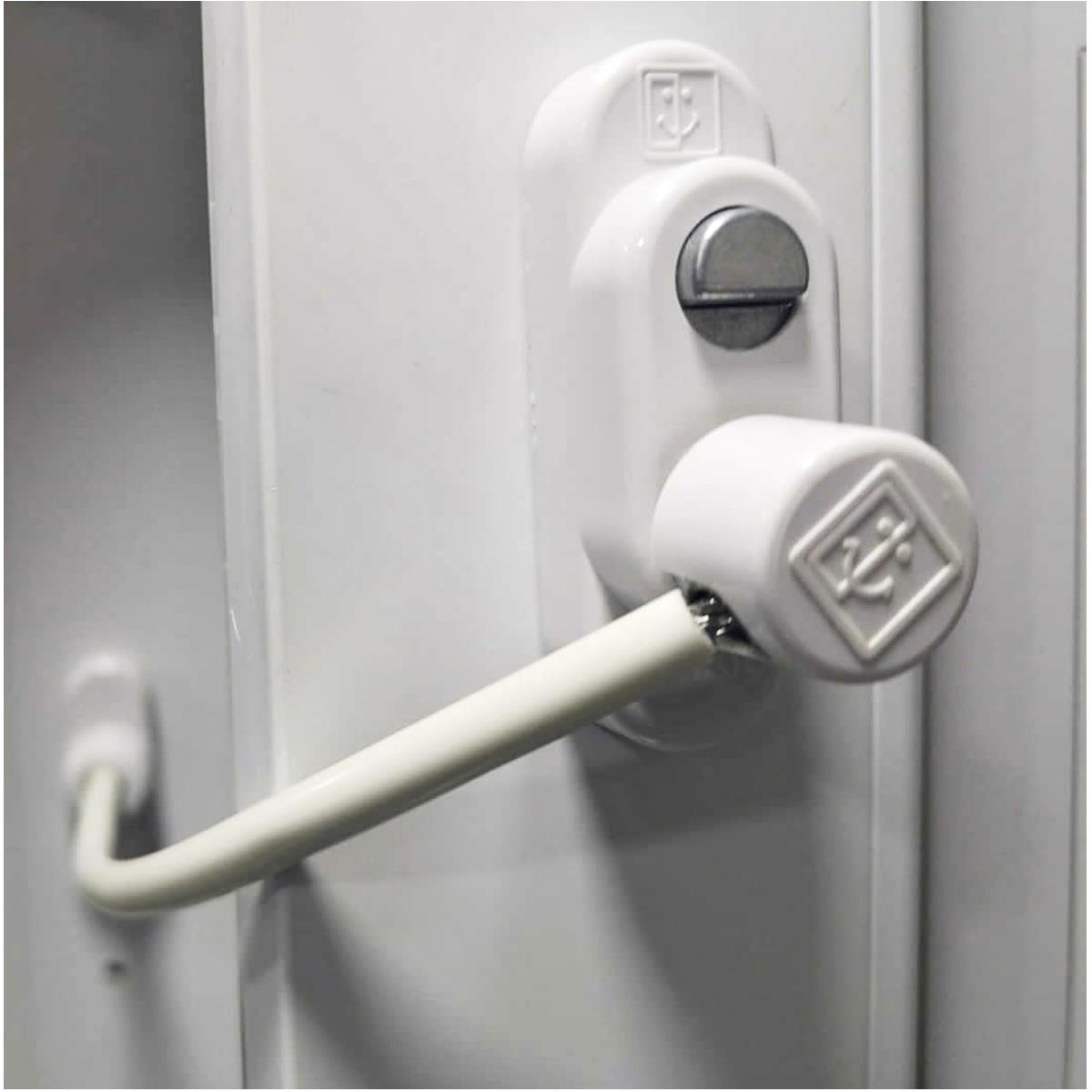 Penkid Düğmeli Çelik Halatlı Pvc Pencere Emniyet Kilidi Beyaz - Görsel 2