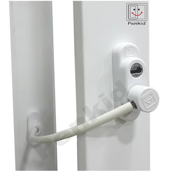 Penkid Çelik Halatlı Kablolu Pvc Pencere Çocuk Emniyet Kilidi Beyaz - Görsel 2