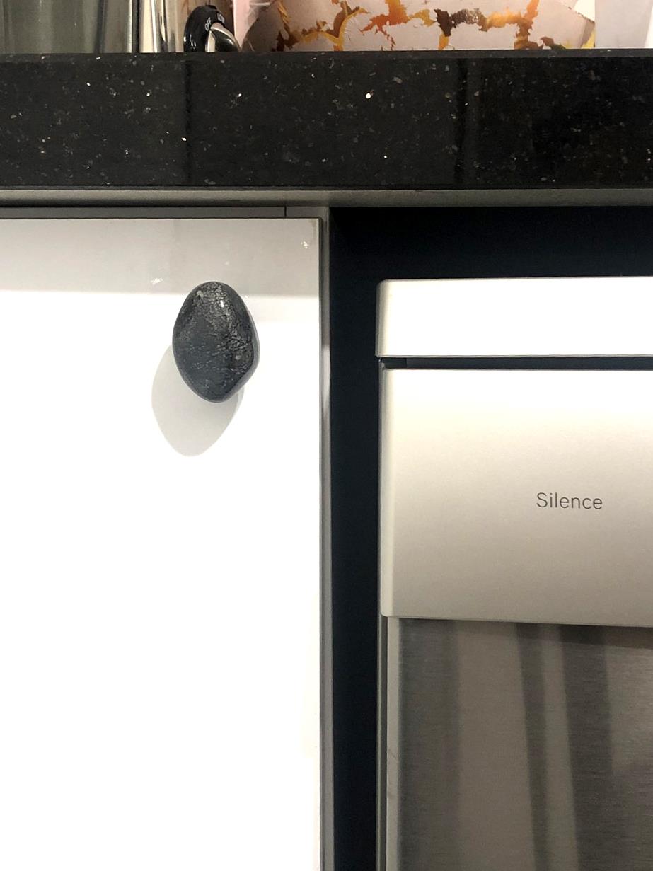 Porselen Antrasit Gri Taş Düğme Tek Vidalı Mobilya Dolap Kulp - Görsel 3