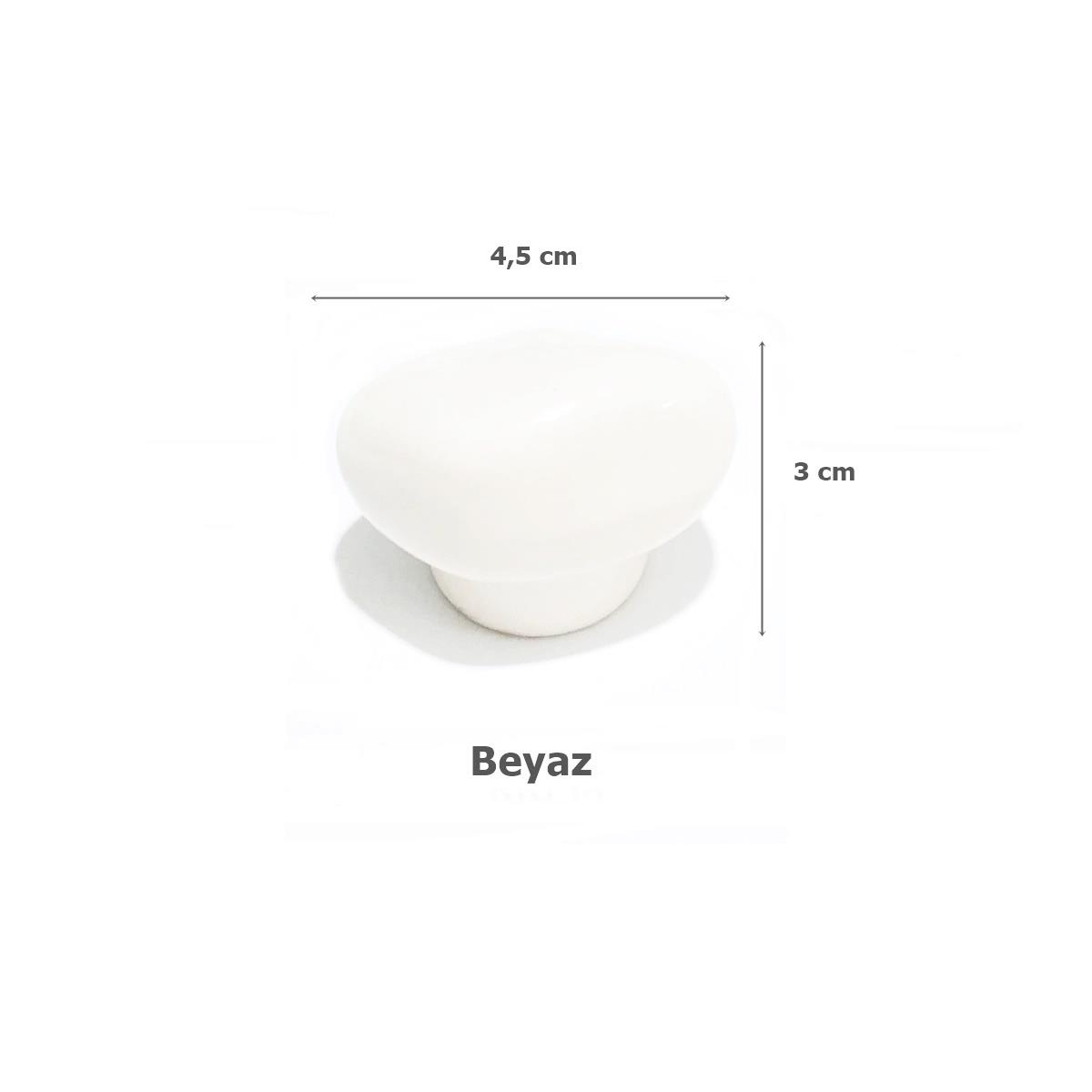 Porselen Beyaz Taş Düğme Tek Vidalı Mobilya Dolap Kulp - Görsel 2