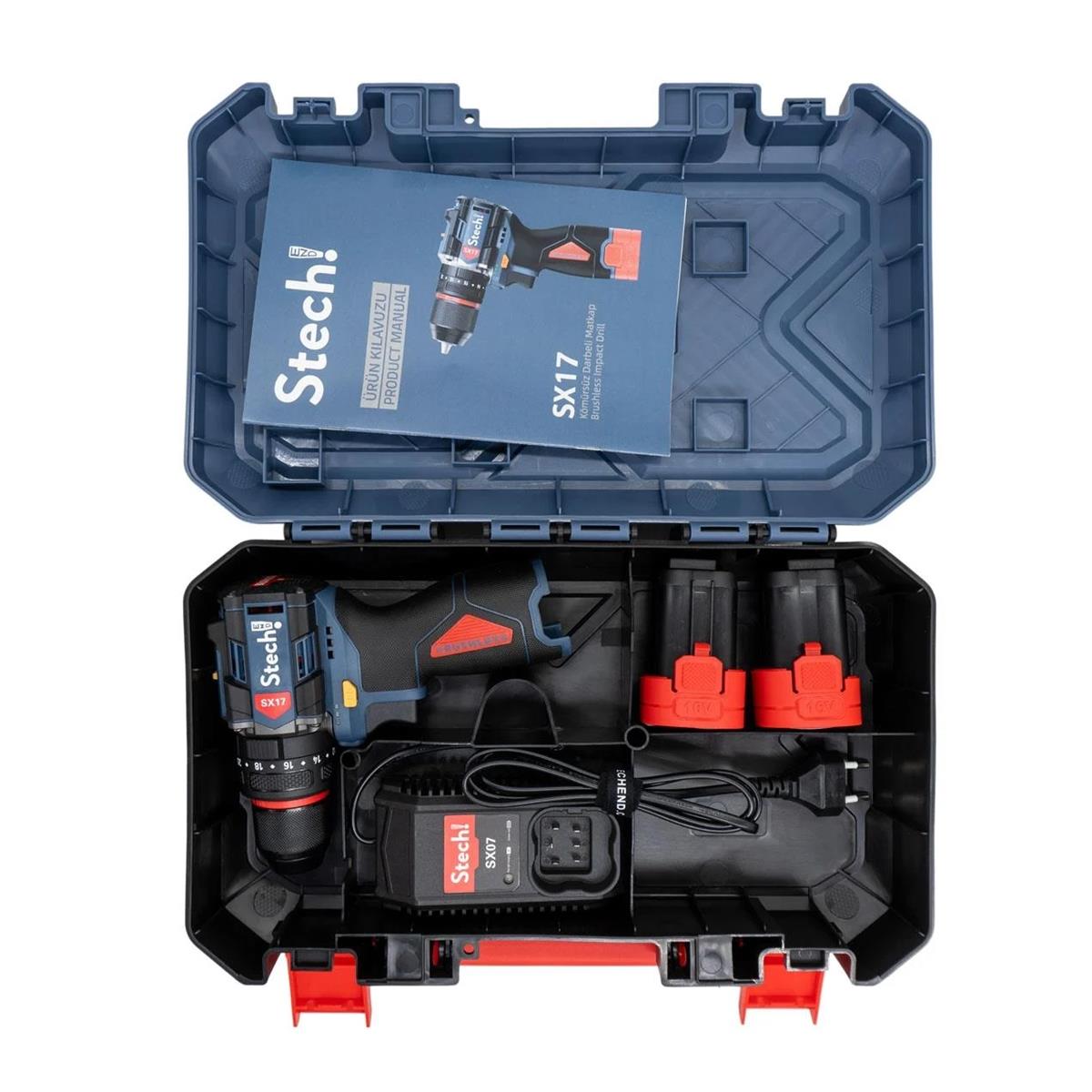 StechEnd SX17 Darbeli Akülü Vidalama Matkap 2 x 2Ah - Görsel 4