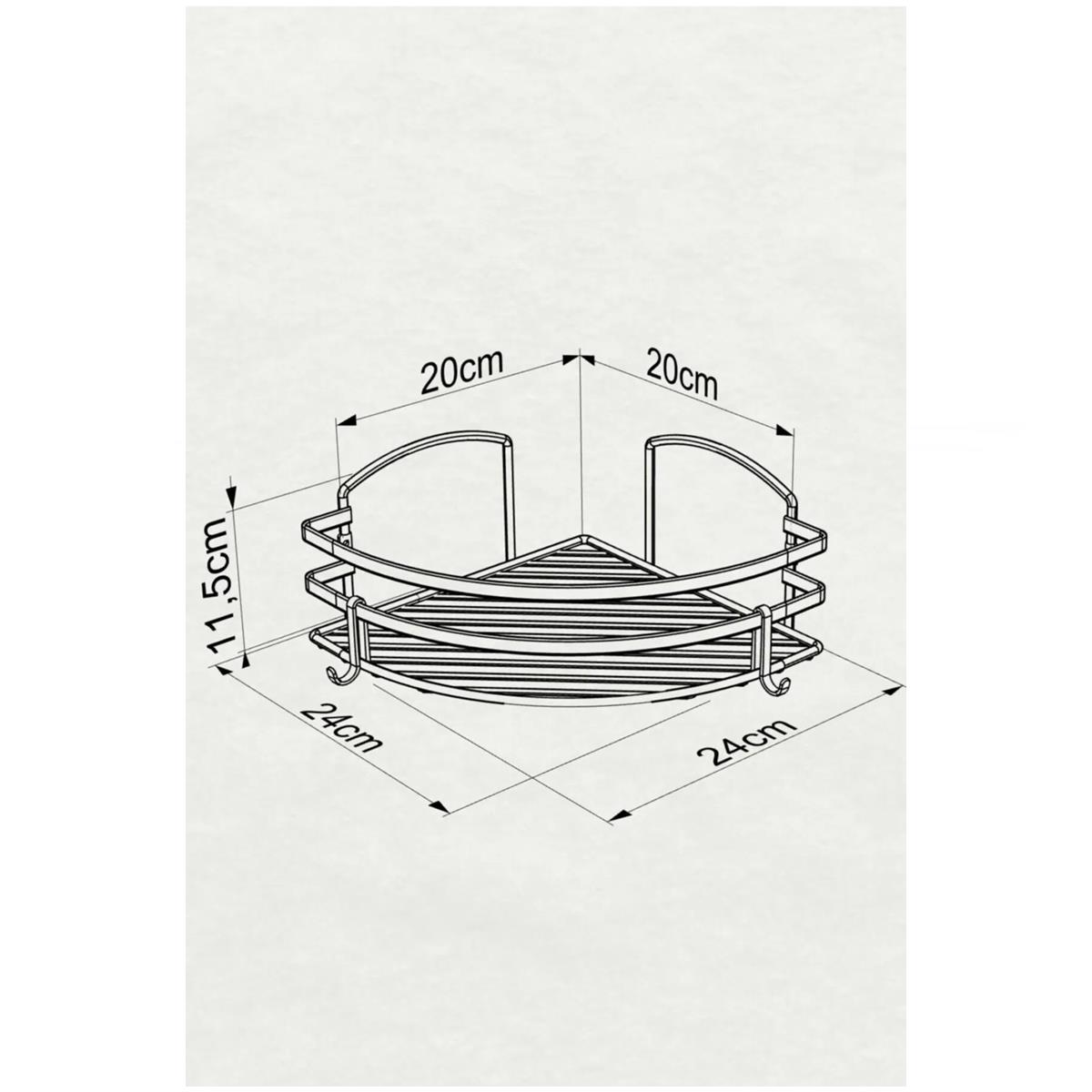 Tekno Tel ST-207 Yapışkanlı Kancalı 2 Adet Köşelik Banyo Rafı Siyah - Görsel 3