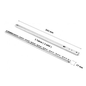 Bilyalı Teleskopik Çekmece Rayı 17 mm x 342 mm 1 Takım