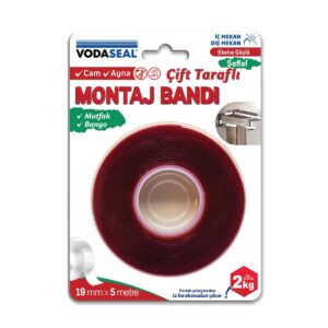 Vodaseal Ekstra Güçlü Çift Taraflı Montaj Bantı Şeffaf 19 mm x 5 mt