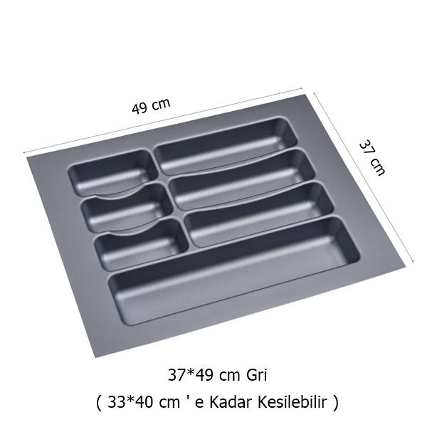 2 Adet Çekmece İçi Kaşıklık 37 x 49 cm Gri Mutfak Çekmece Düzenleyici - Görsel 2