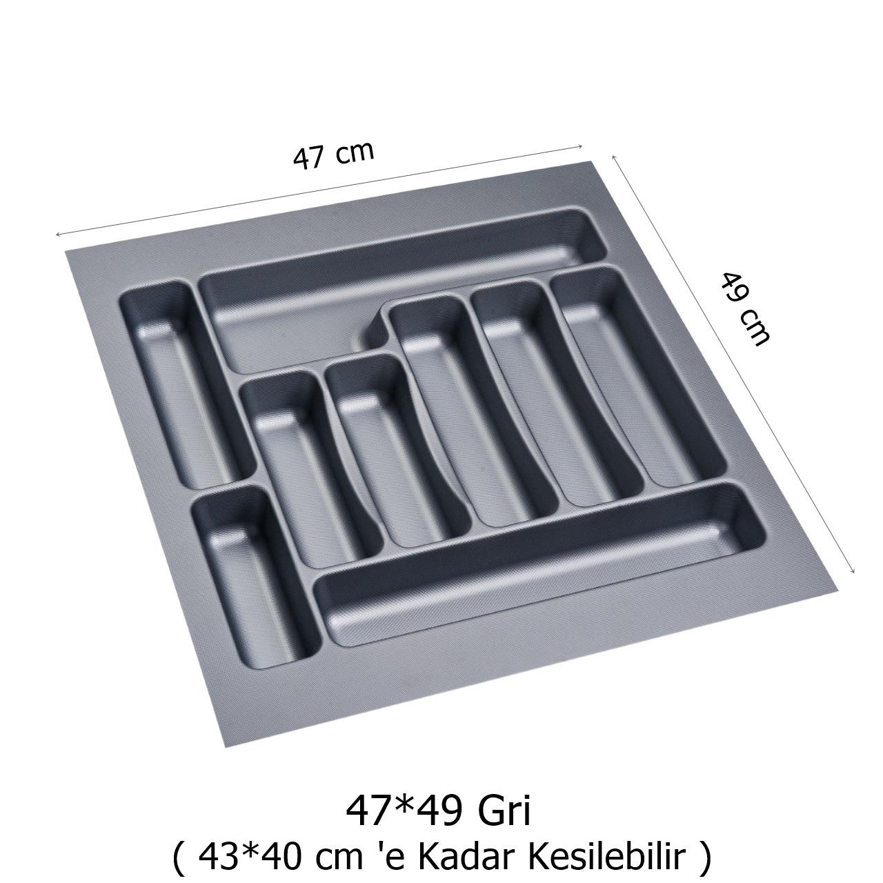 2 Adet Çekmece İçi Kaşıklık 47 x 49 cm Gri Mutfak Çekmece Düzenleyici - Görsel 2