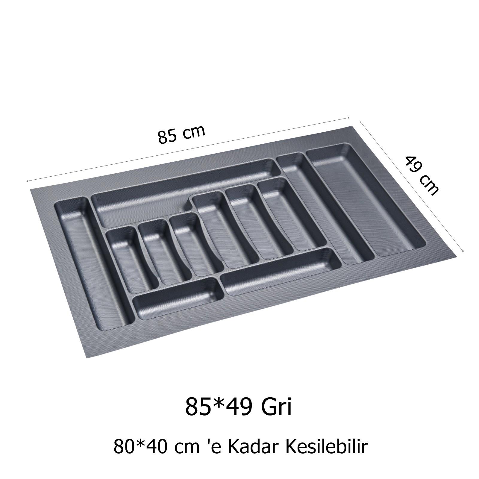 2 Adet Çekmece İçi Kaşıklık 85 x 49 cm Gri Mutfak Çekmece Düzenleyici - Görsel 2