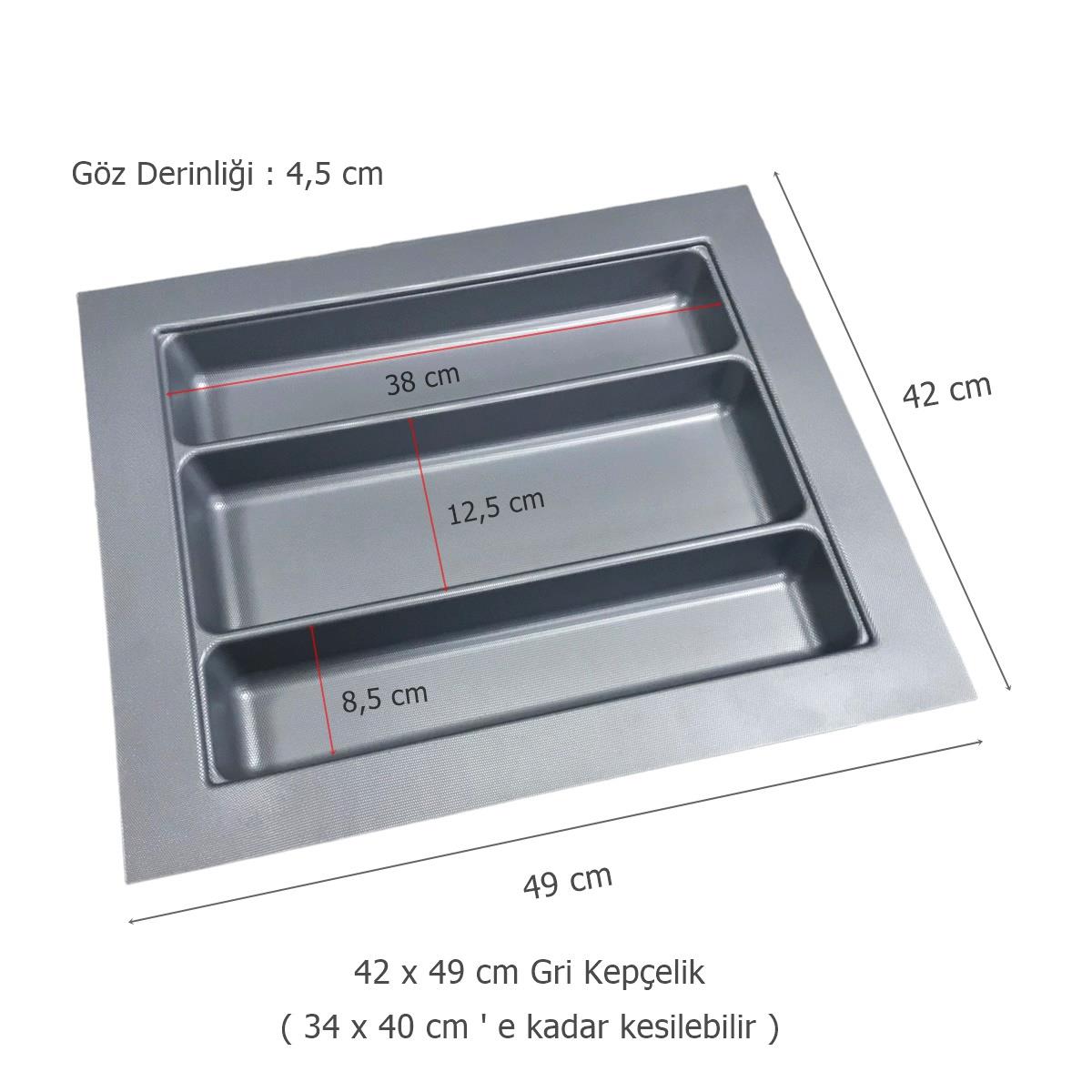 Çekmece İçi Kaşıklık Kepçelik 42 x 49 cm Gri Mutfak Düzenleyici - Görsel 2