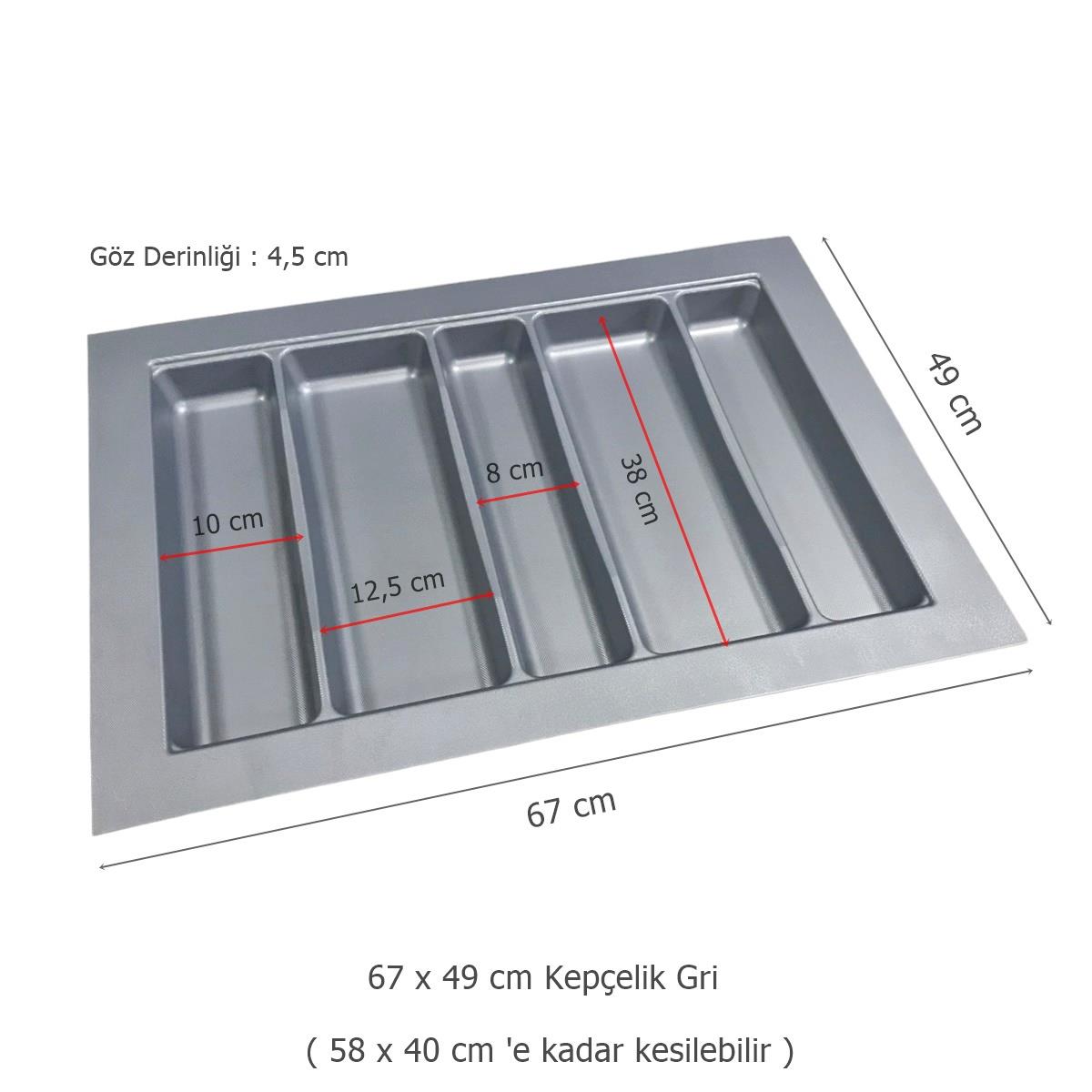 Çekmece İçi Kaşıklık Kepçelik 67 x 49 cm Gri Mutfak Düzenleyici - Görsel 2