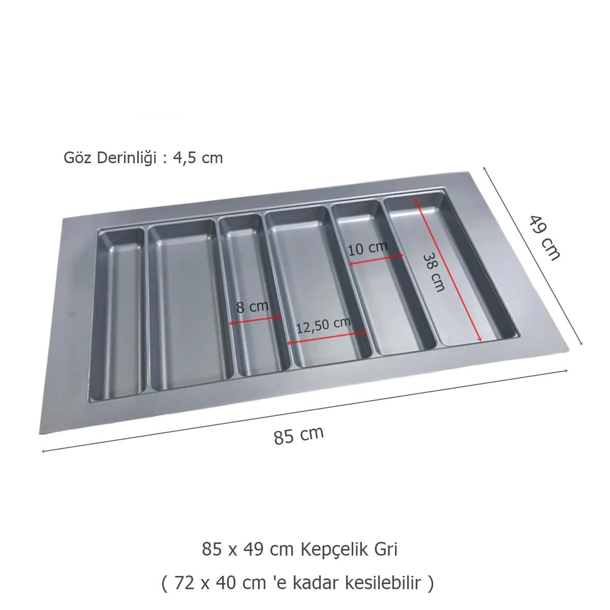 Çekmece İçi Kaşıklık Kepçelik 85 x 49 cm Gri Mutfak Düzenleyici - Görsel 2