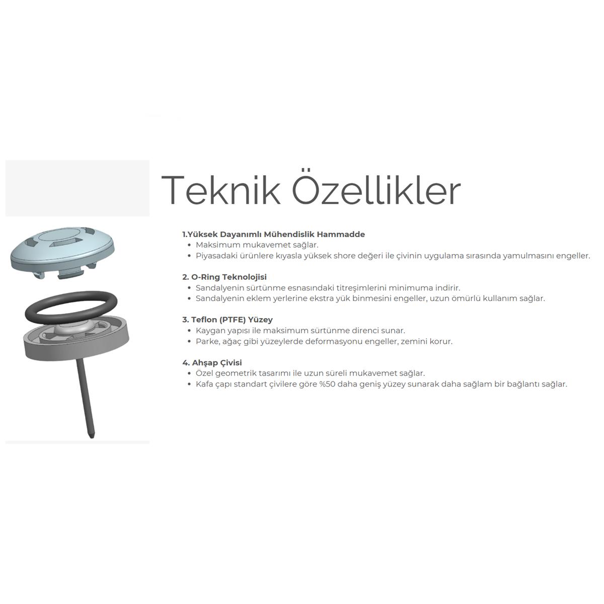 16 Adet Silentplug Sessiz Tapa Masa Sandalye Çivili Polygrid Siyah - Görsel 3