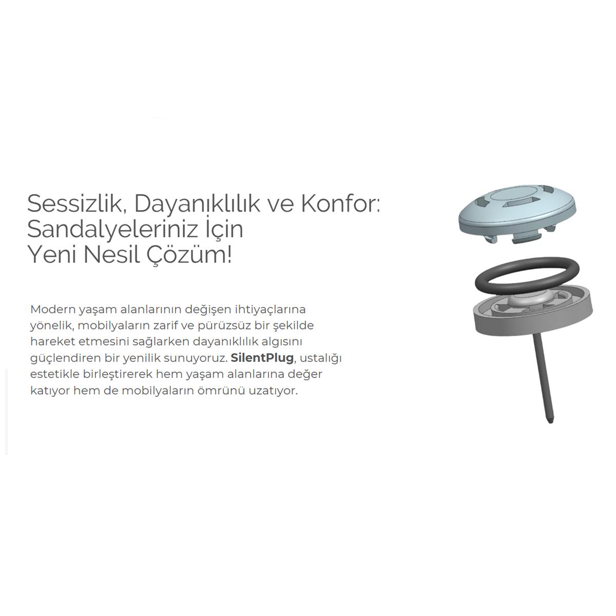 16 Adet Silentplug Sessiz Tapa Masa Sandalye Çivili Polygrid Siyah - Görsel 5