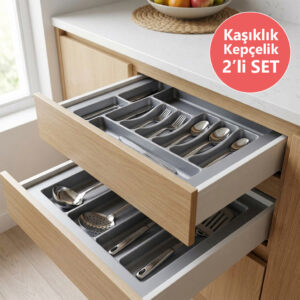 Çekmece İçi Kaşıklık ve Kepçelik 2 li Set 55 x 49 cm Gri