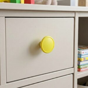 Çocuk Odası Tekli Düğme Mobilya Kulp Çap 55 mm Sarı
