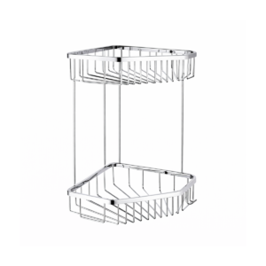 Tema Elmas 2 Katlı Prinç Köşelik Banyo Rafı Şampuanlık Krom