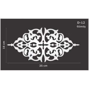D-12 Gümüş 35 x 16 cm Sibu Aynalı Pleksi Mobilya Dolap Süsü