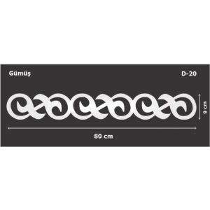 D-20 Gümüş 80 x 9 cm Sibu Aynalı Pleksi Mobilya Dolap Süsü