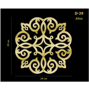 D-29 Altın 29 x 29 cm Sibu Aynalı Pleksi Mobilya Dolap Süsü