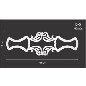 D-6 Gümüş 40 x 13 cm Sibu Aynalı Pleksi Mobilya Dolap Süsü