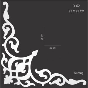 D-62 Gümüş 25 x 25 cm Sibu Aynalı Pleksi Mobilya Dolap Süsü