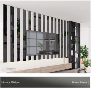 30 mm x 2800 mm Antrasit Sibu Aynalı Pleksi Şerit Mobilya Süsü