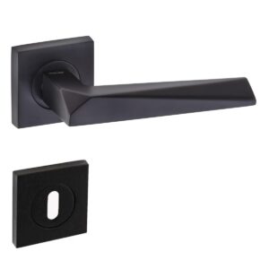 Doğanlar Konsept Prizma Lüx Kare Rozetli Kapı Kolu Mat Siyah Oda