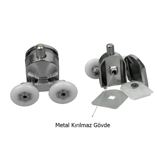 Duşakabin Tekerleği Metal Gövdeli Krom 2 Li Set Teker Çapı 24 mm - Görsel 2