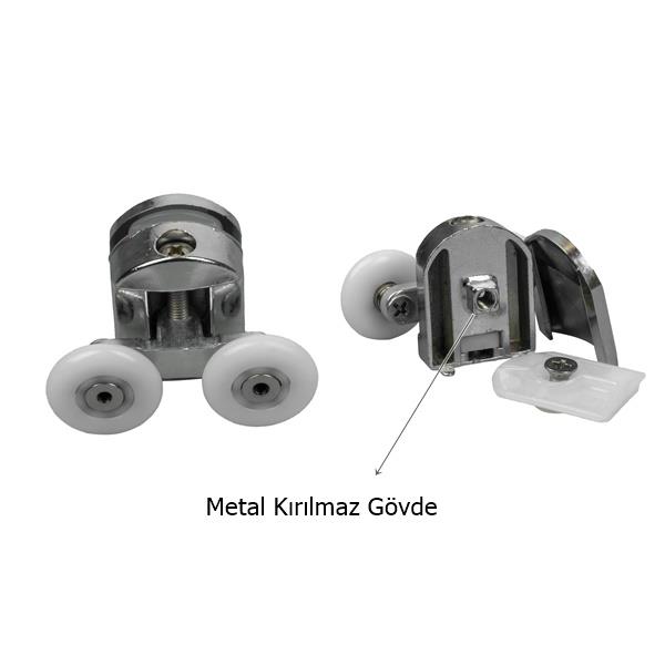 Duşakabin Tekerleği Metal Gövdeli Krom 2 Li Set Teker Çapı 24 mm - Görsel 3