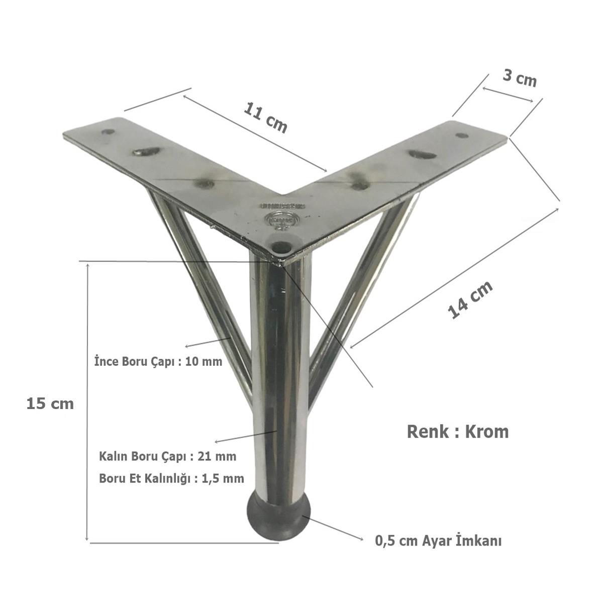 Firkete Ayak Metal 15 cm Krom Mobilya Koltuk Ayağı - Görsel 2
