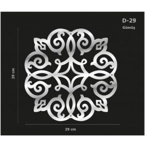 D-29 Gümüş 29 x 29 cm Sibu Aynalı Pleksi Mobilya Dolap Süsü