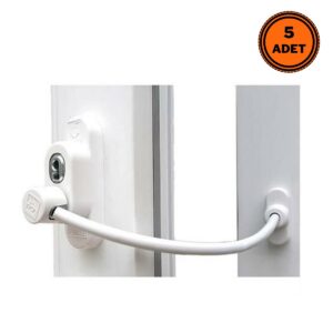 5 Adet Penkid Çelik Halatlı Pvc Pencere Çocuk Emniyet Kilidi Beyaz