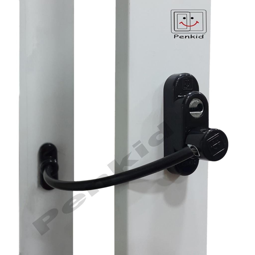 5 Adet Penkid Çelik Halatlı Pvc Pencere Çocuk Emniyet Kilidi Siyah - Görsel 2
