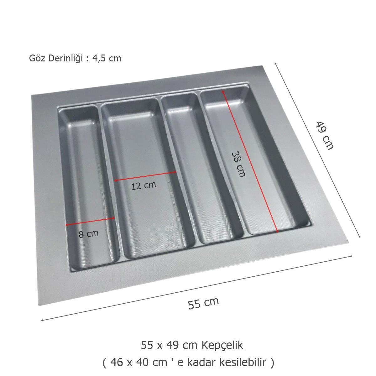 Çekmece İçi Kaşıklık Kepçelik 55 x 49 cm Gri Mutfak Düzenleyici - Görsel 2