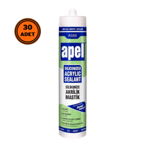 30 Adet Apel AS-55 Silikonize Akrilik Mastik Beyaz 500 gr