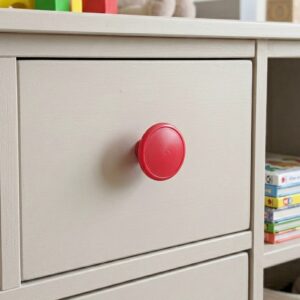 Çocuk Odası Tekli Düğme Mobilya Kulp Çap 55 mm Kırmızı